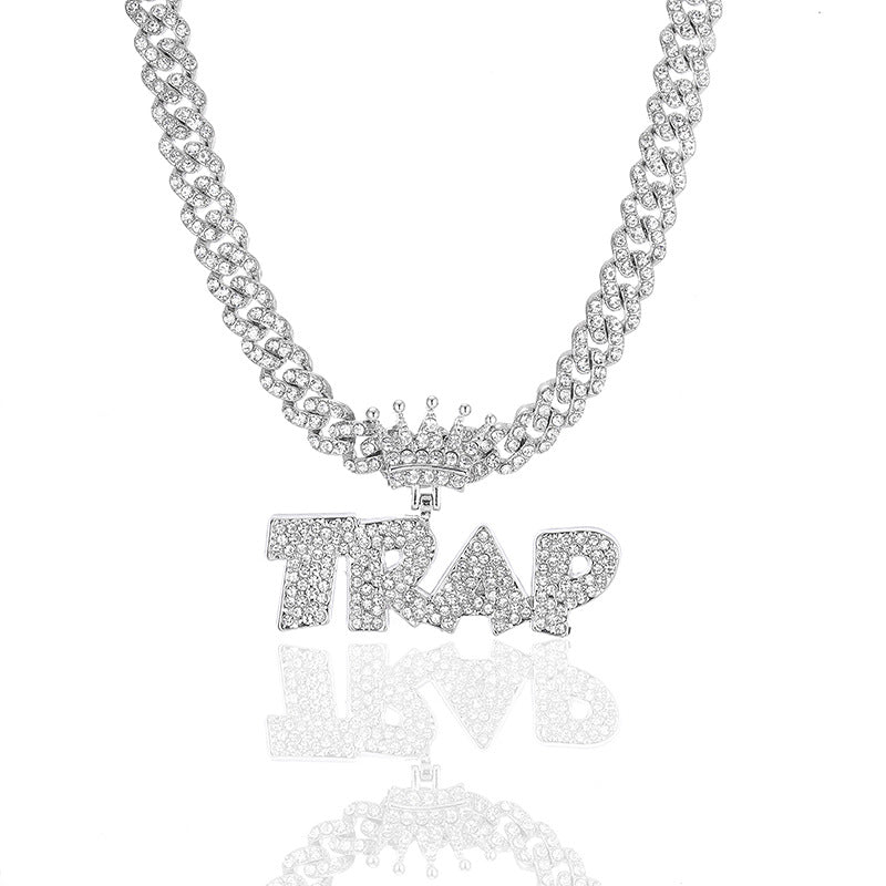 Iced Out TRAP Buchstabenanhänger + kubanische Kette