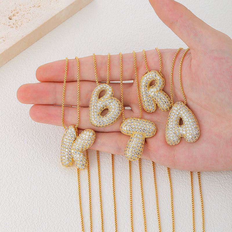 VVS Jewelry™ Chubby Bubble Halskette mit Anfangsbuchstaben