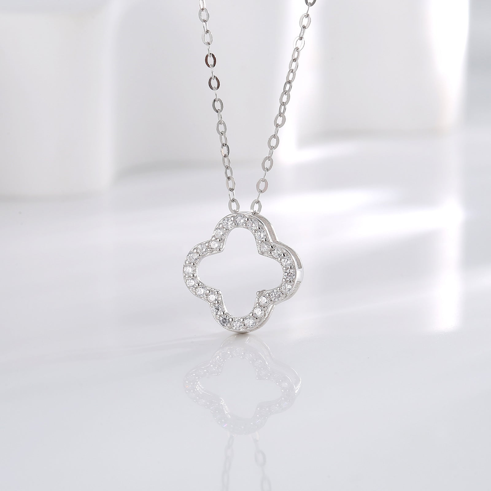 VVS 925 Sterling Silber Moissanit Hohl C Halskette