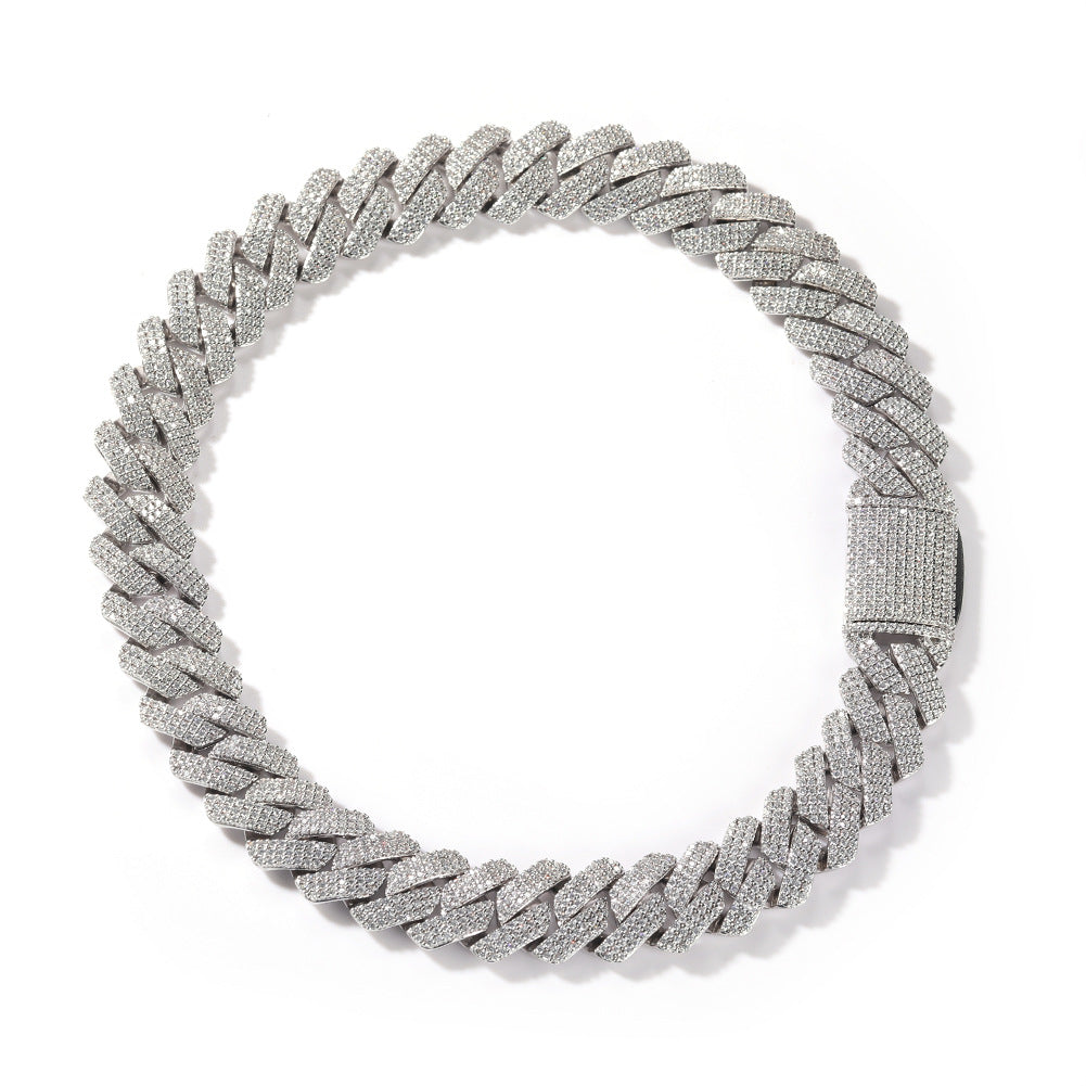 Diamant - Gold 14MM S-Link Diamant Zinke Kubanische Kette