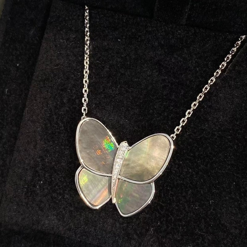 Vanity Butterfly Halskette - 925 Sterling Silber & Perlmutt - Hochwertige Duplikat