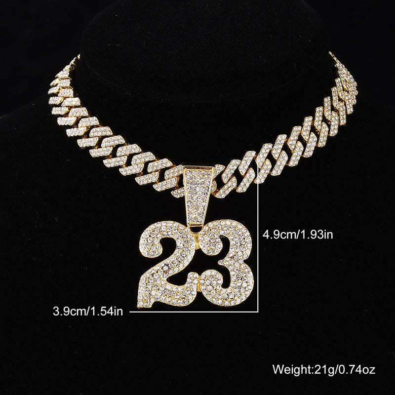 Jordan 23 Iced Out Halskette mit kubanischem Anhänger