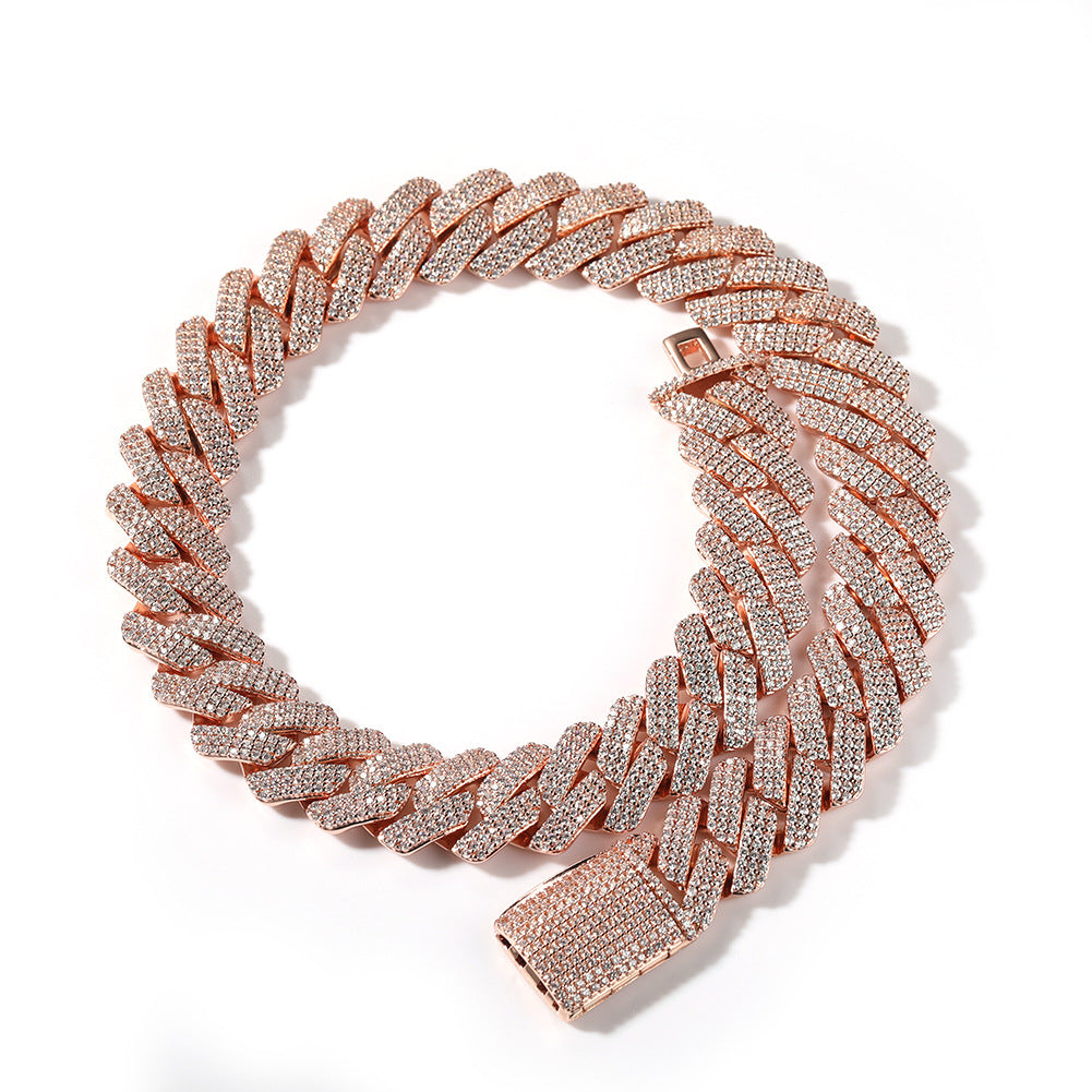 Diamant - Gold 14MM S-Link Diamant Zinke Kubanische Kette