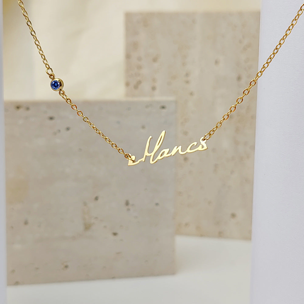 Collier avec pierre de naissance personnalisée en or 18 carats VVS