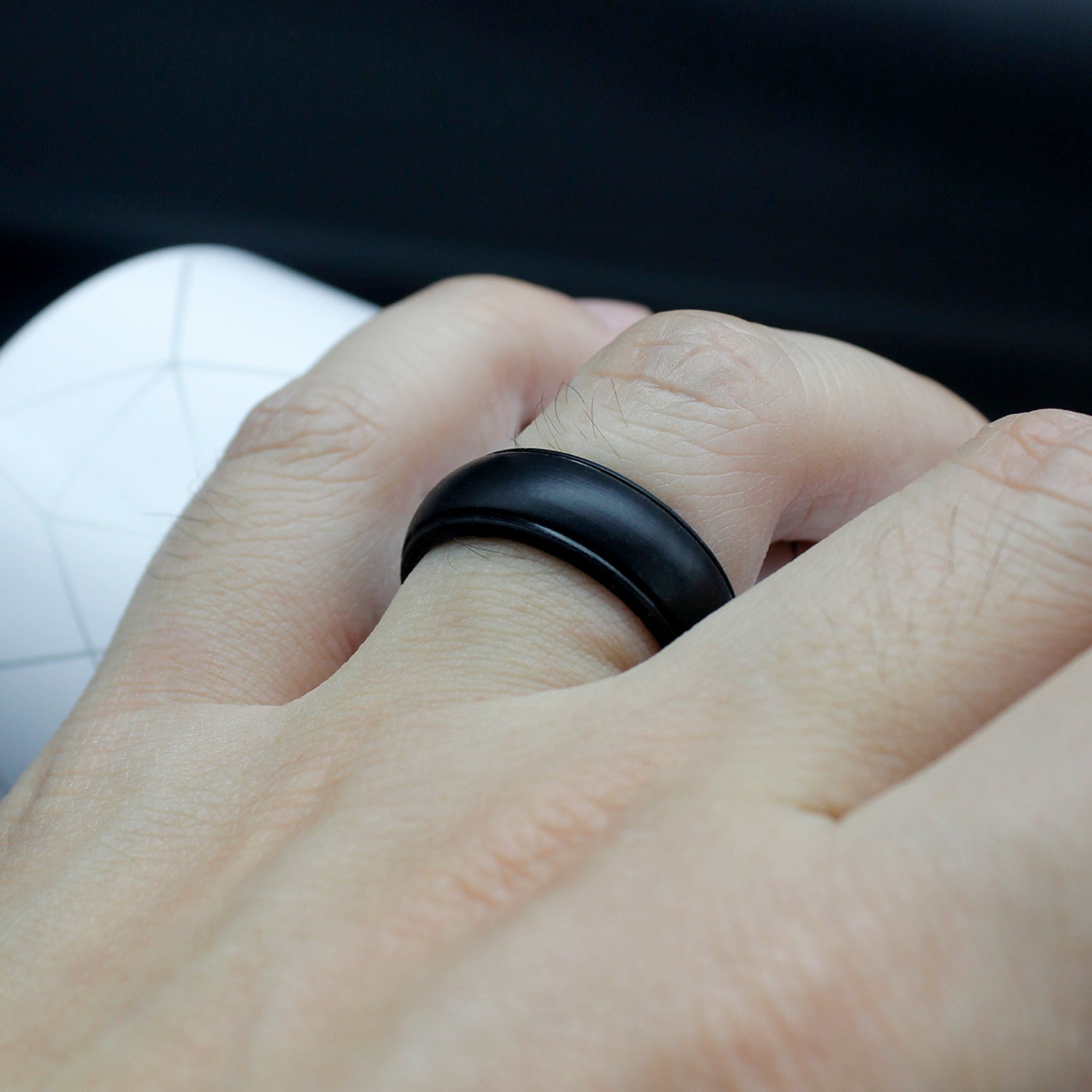 Alliance en silicone noir VVS Jewelry