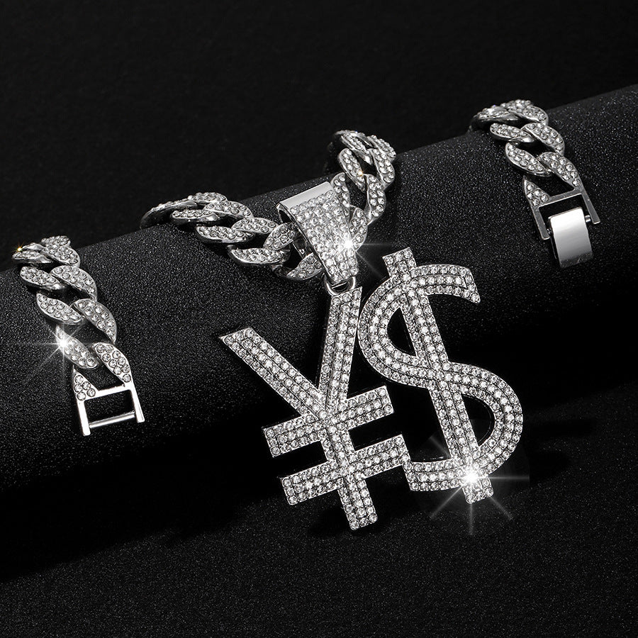 Geldsymbol-Anhänger + kubanische Kette
