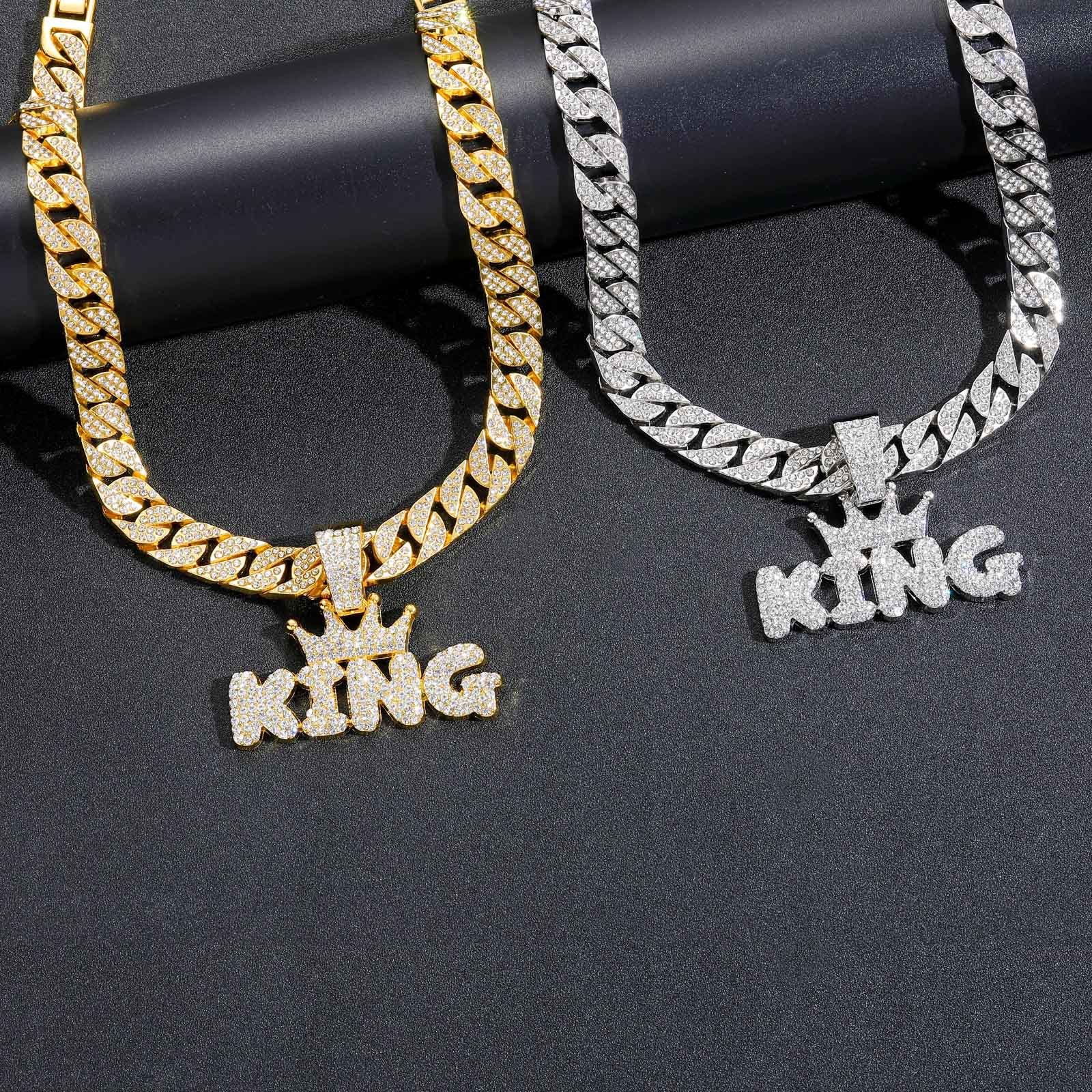 Gekrönter König Iced Out kubanische Anhänger Halskette