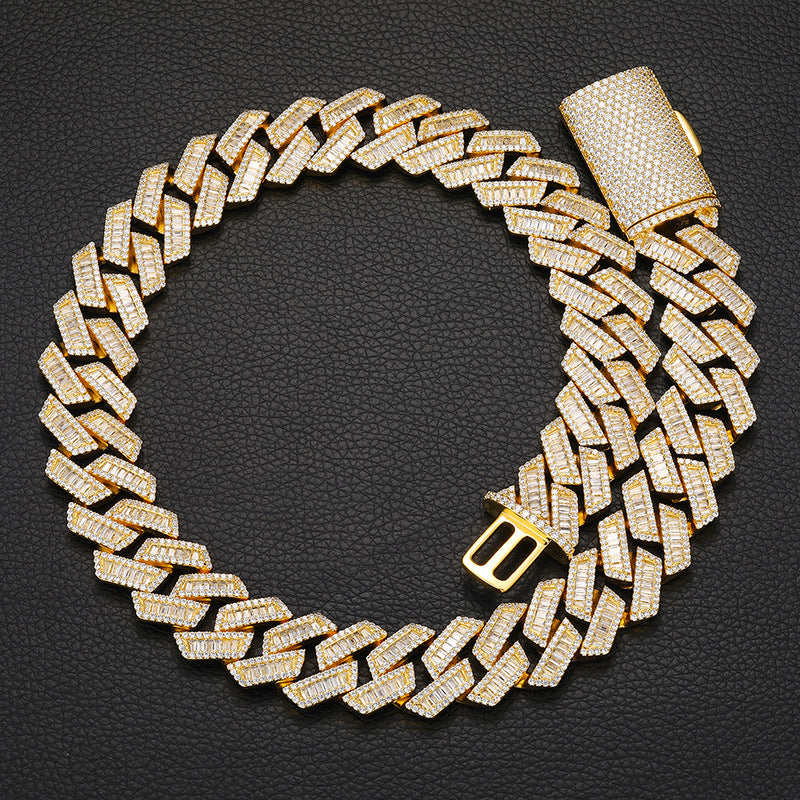 10 mm zweifarbiges kubanisches Gliederarmband aus S925 VVS-Moissanit