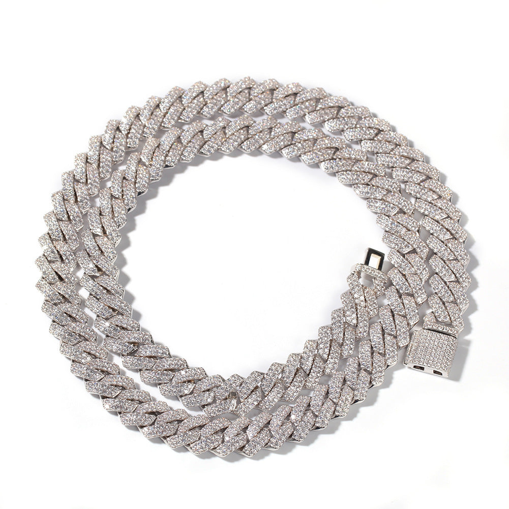 Diamant - Gold 14MM S-Link Diamant Zinke Kubanische Kette