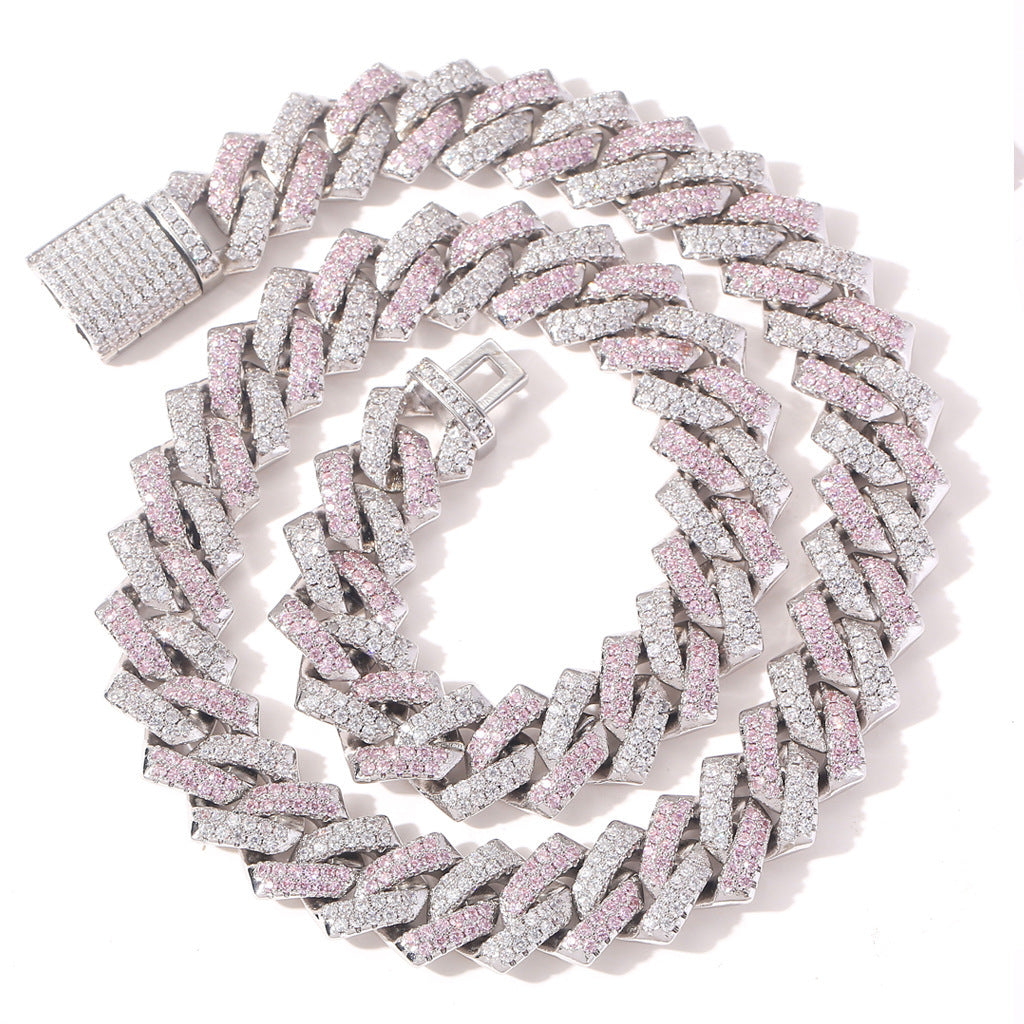 Diamant - Gold 14MM S-Link Diamant Zinke Kubanische Kette