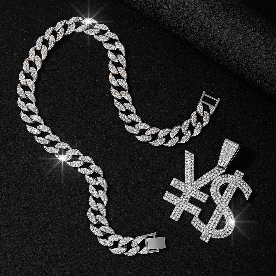 Geldsymbol-Anhänger + kubanische Kette