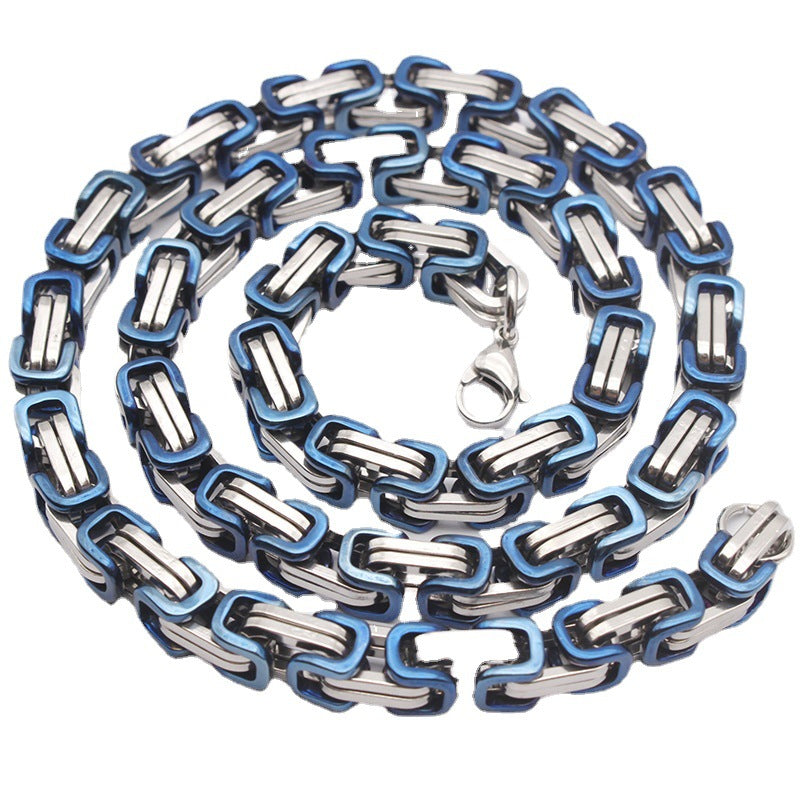 8 mm blaue und silberne byzantinische Kette