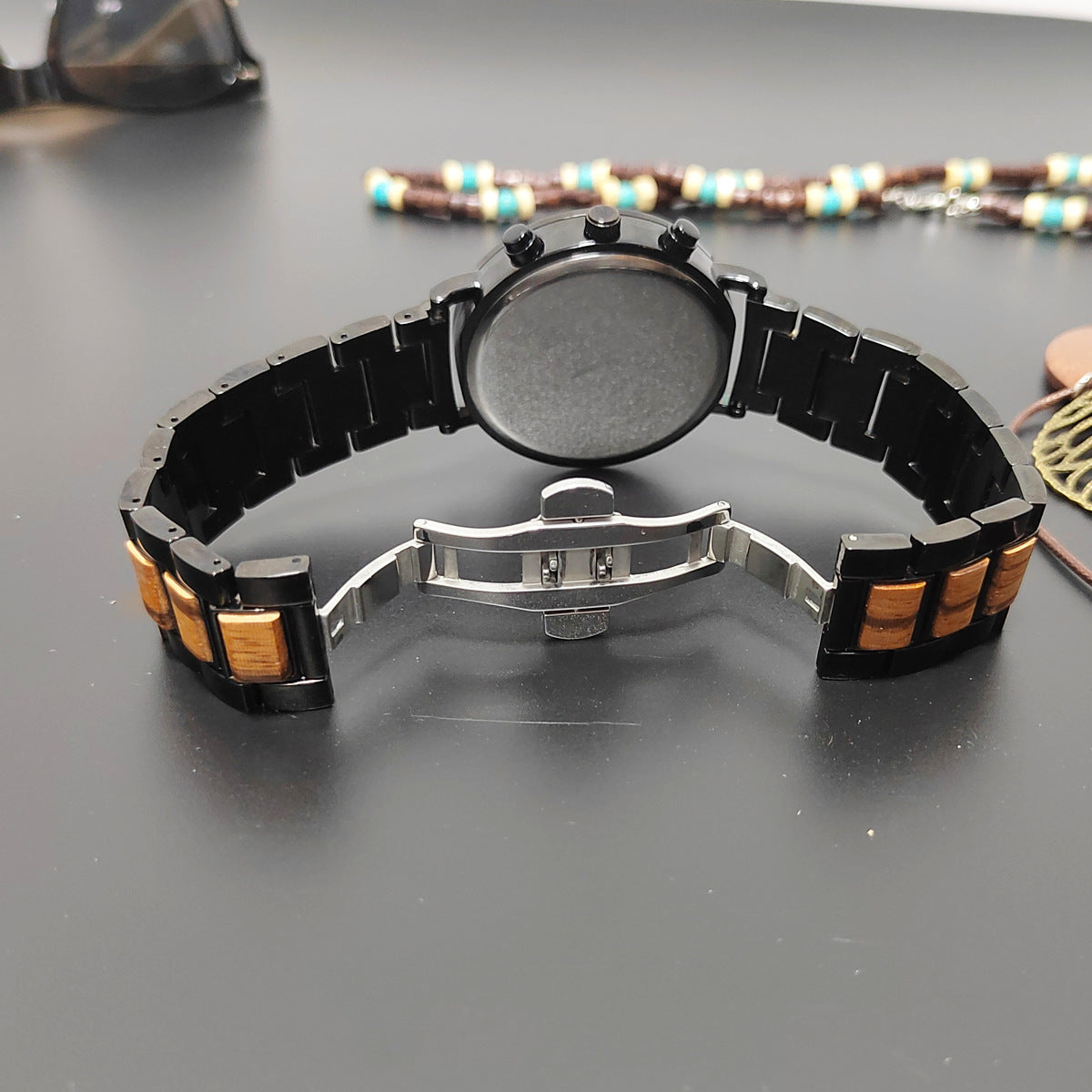 Die Espresso wasserdichte klassische Herrenuhr mit Holzmaserung