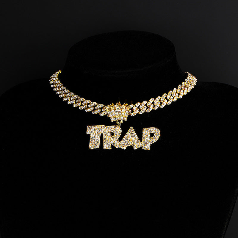 Iced Out TRAP Buchstabenanhänger + kubanische Kette