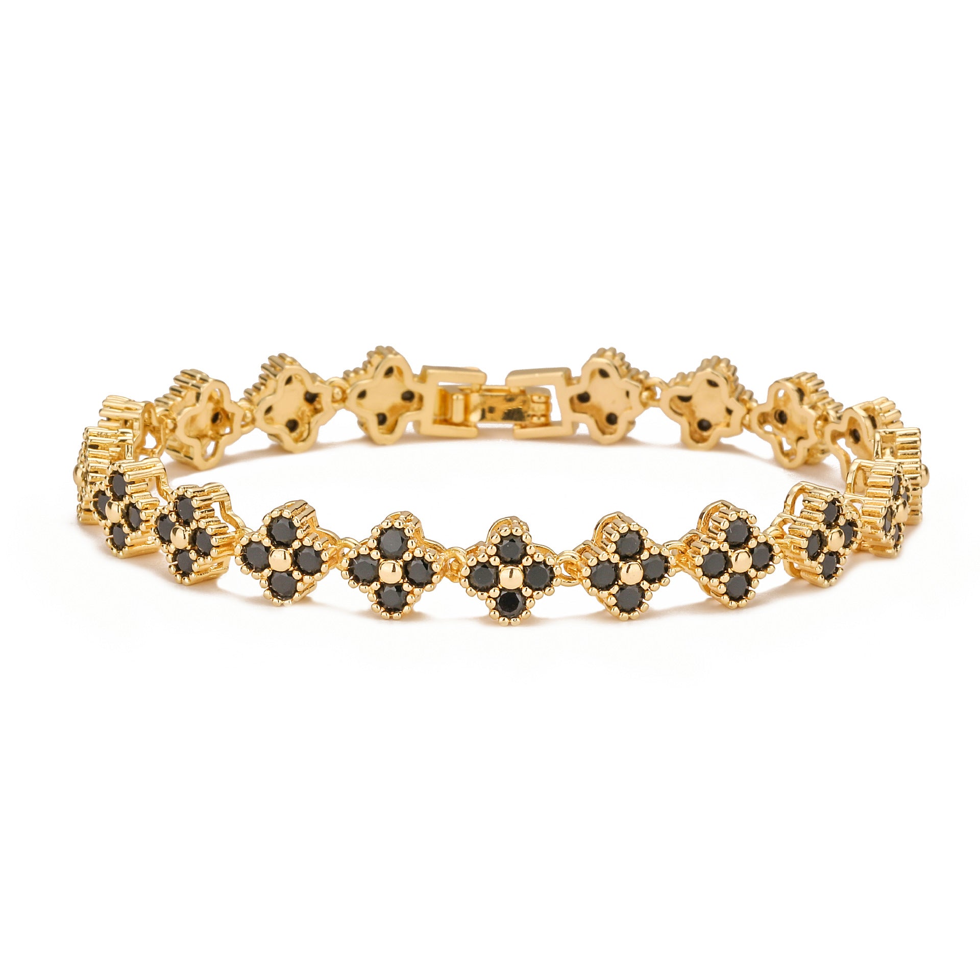 Bracelet de tennis avec trèfle à 4 feuilles