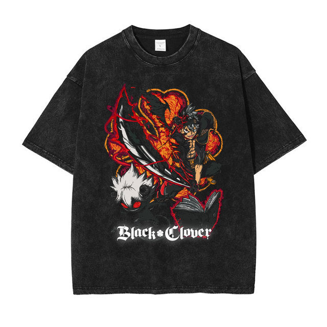 Black Clover Vintage gewaschenes Anime-Shirt