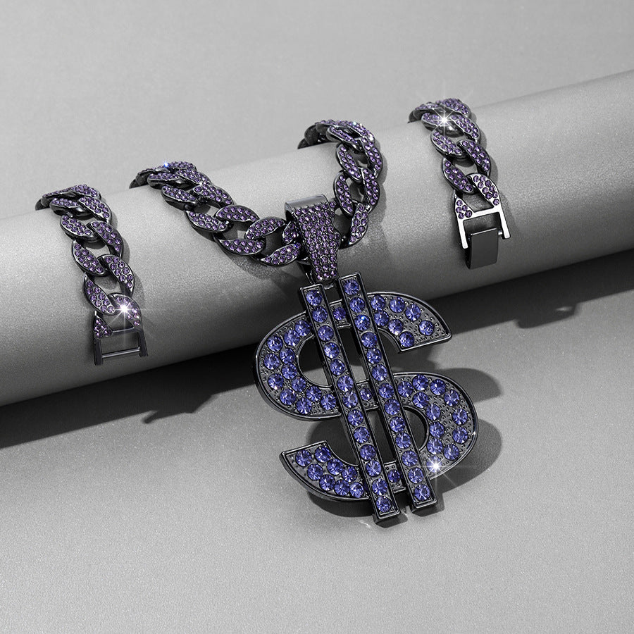 Lila Dollarzeichen + kubanische Kette