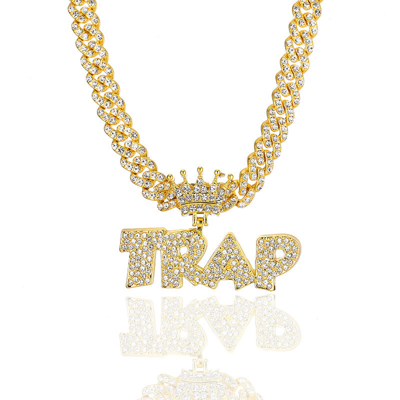 Iced Out TRAP Buchstabenanhänger + kubanische Kette