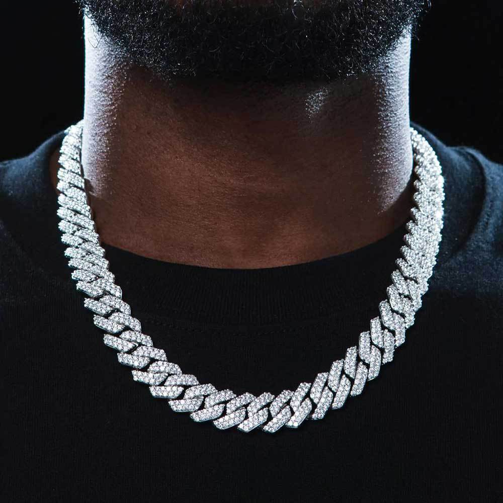 Diamant - Gold 14MM S-Link Diamant Zinke Kubanische Kette