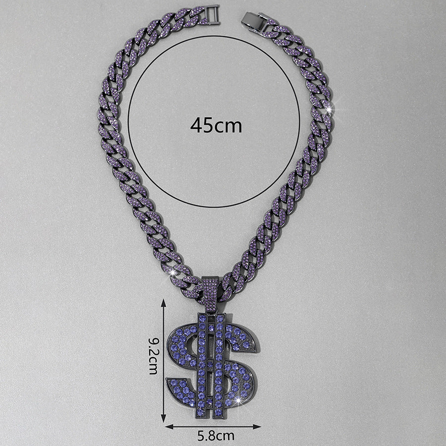 Lila Dollarzeichen + kubanische Kette