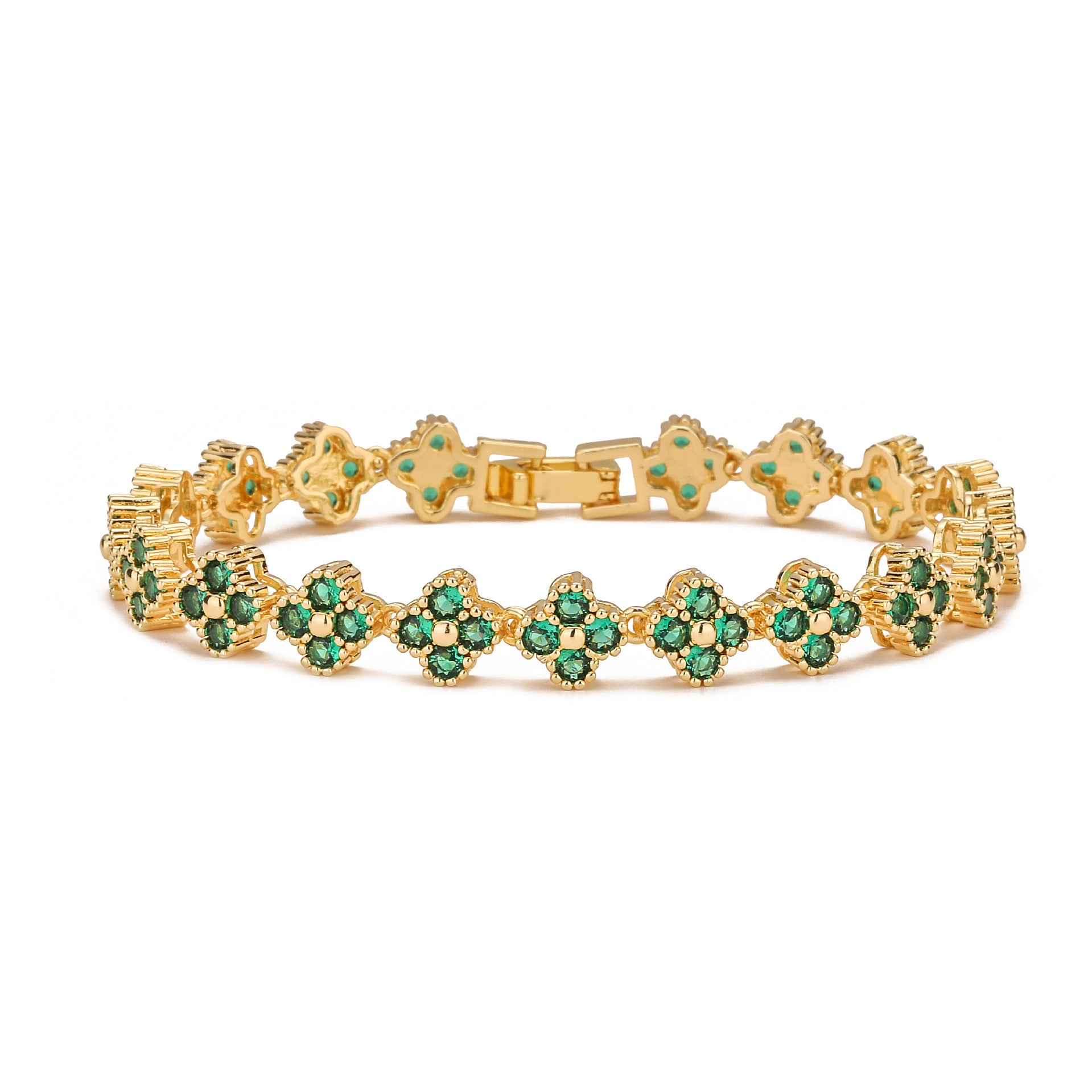 Bracelet de tennis avec trèfle à 4 feuilles