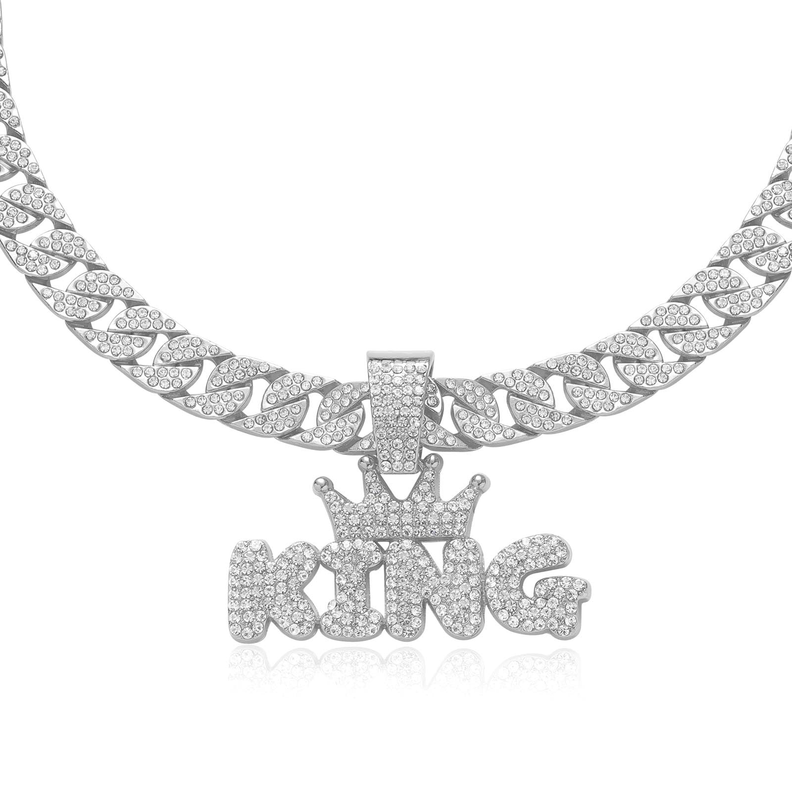 Gekrönter König Iced Out kubanische Anhänger Halskette