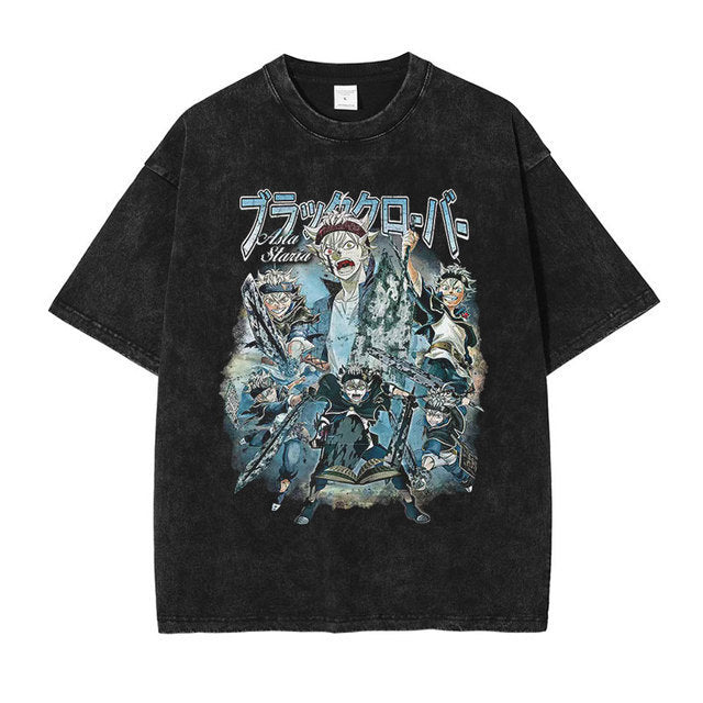 Black Clover Vintage gewaschenes Anime-Shirt