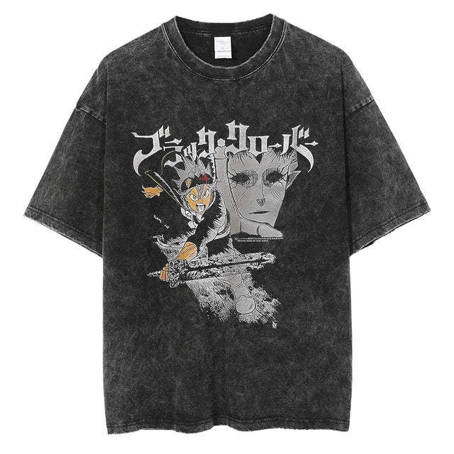 Black Clover Vintage gewaschenes Anime-Shirt