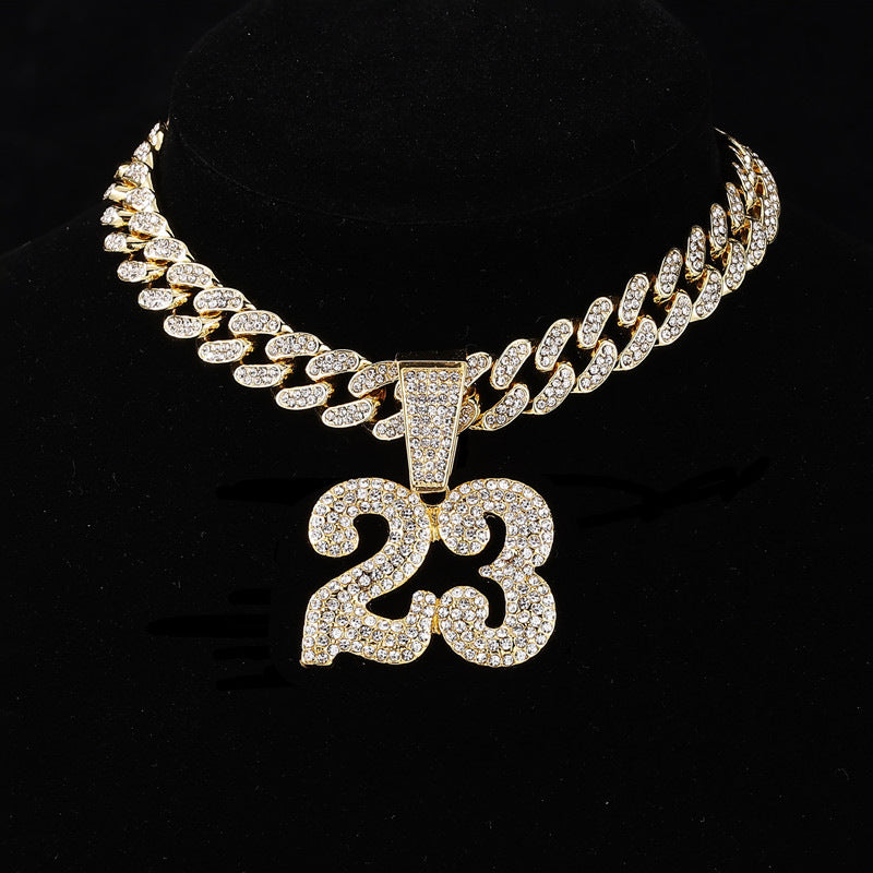 Jordan 23 Iced Out Halskette mit kubanischem Anhänger