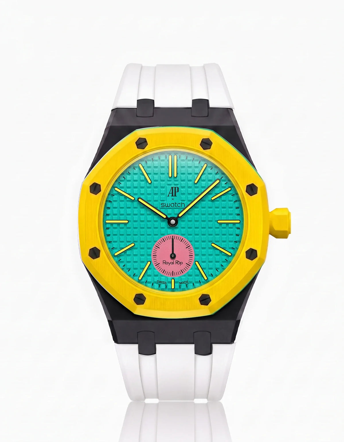 combo::black::rubber-strap-for-ap-x-swatch-royal-pop-white