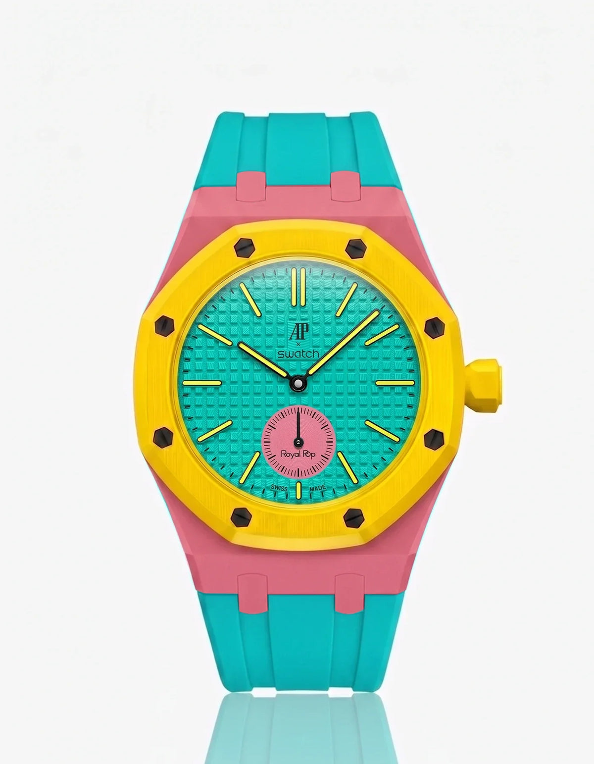 combo::otg-pink::rubber-strap-for-ap-x-swatch-royal-pop-turquoise