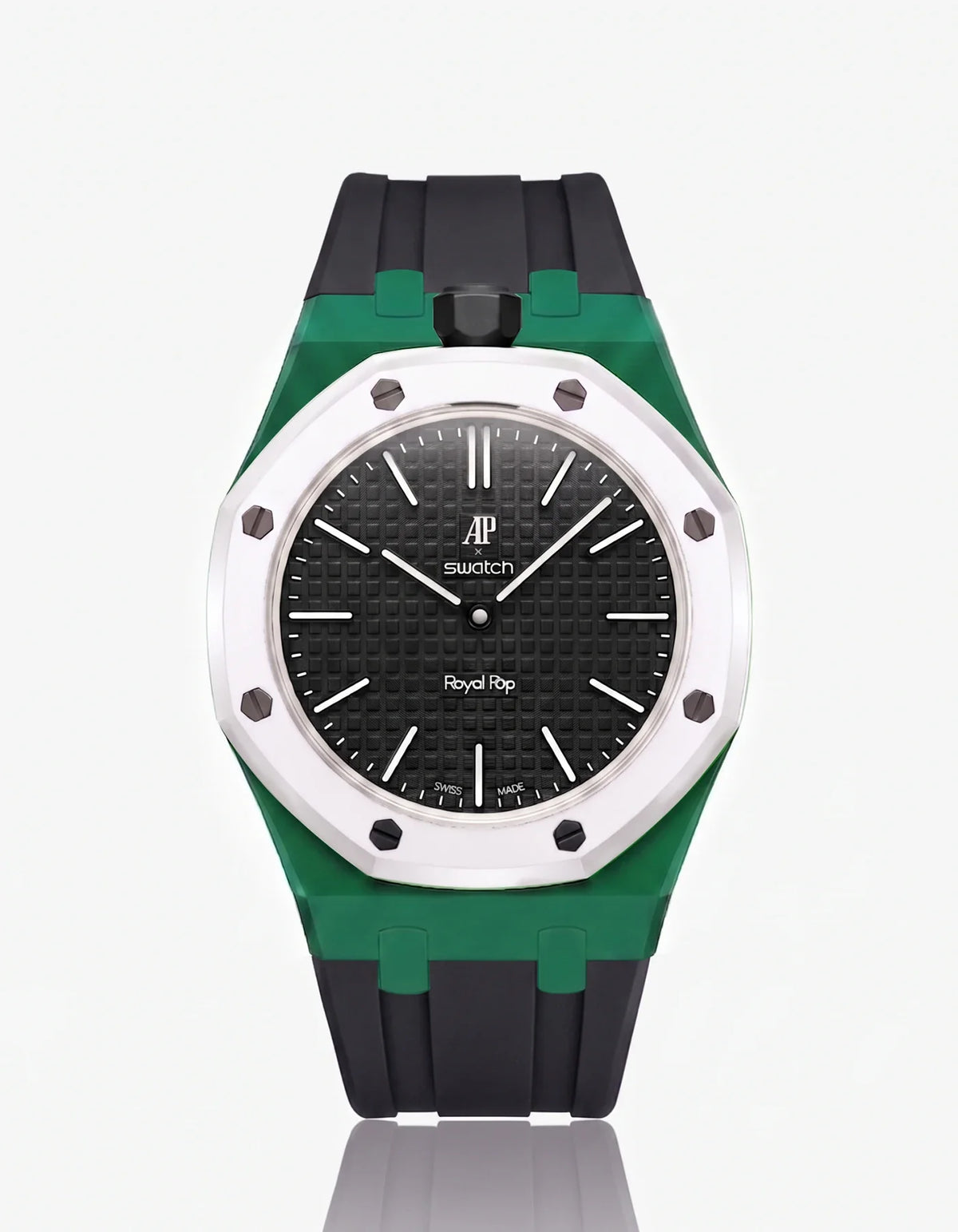 combo::green::rubber-strap-for-ap-x-swatch-royal-pop-black