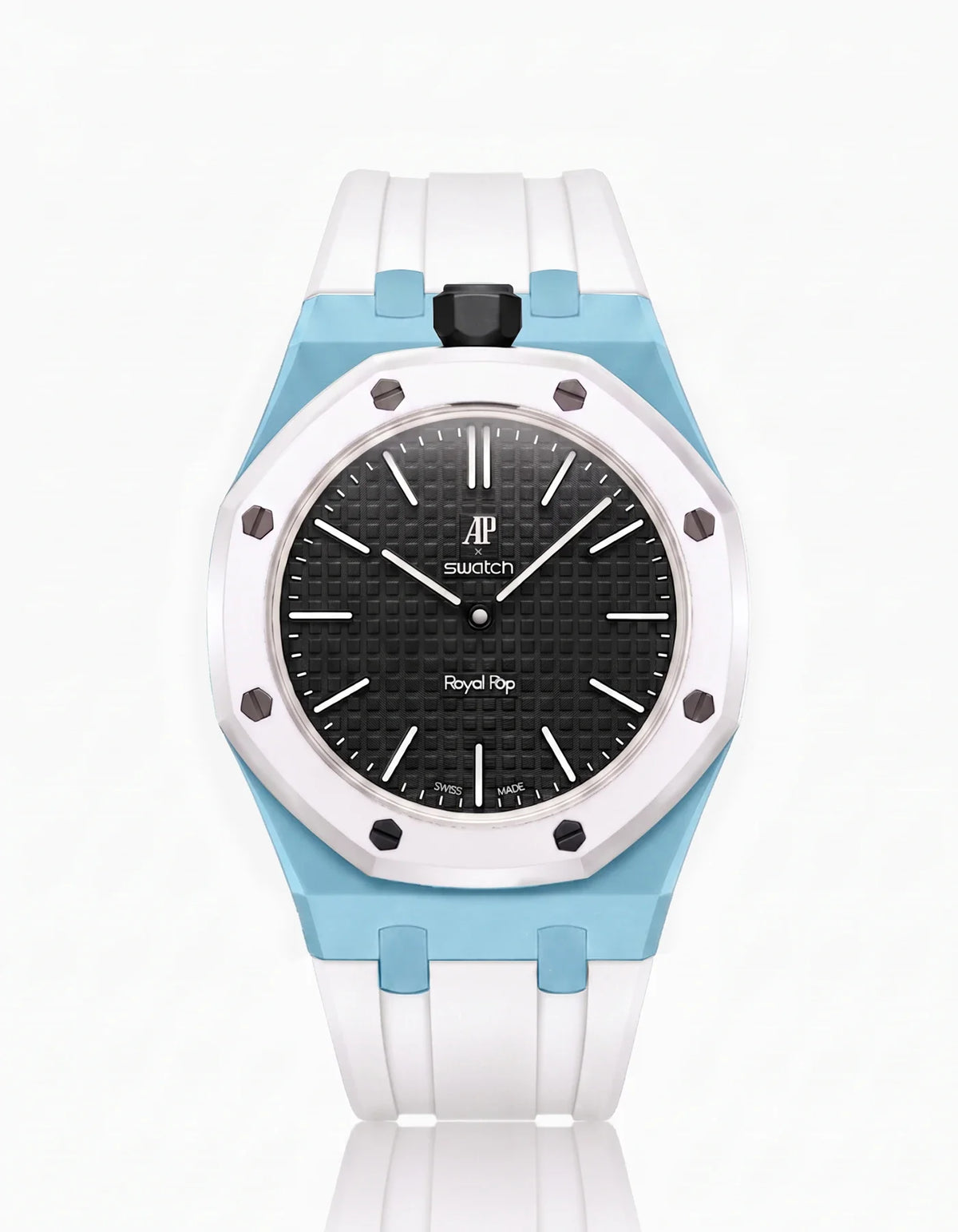 combo::light-blue::rubber-strap-for-ap-x-swatch-royal-pop-white