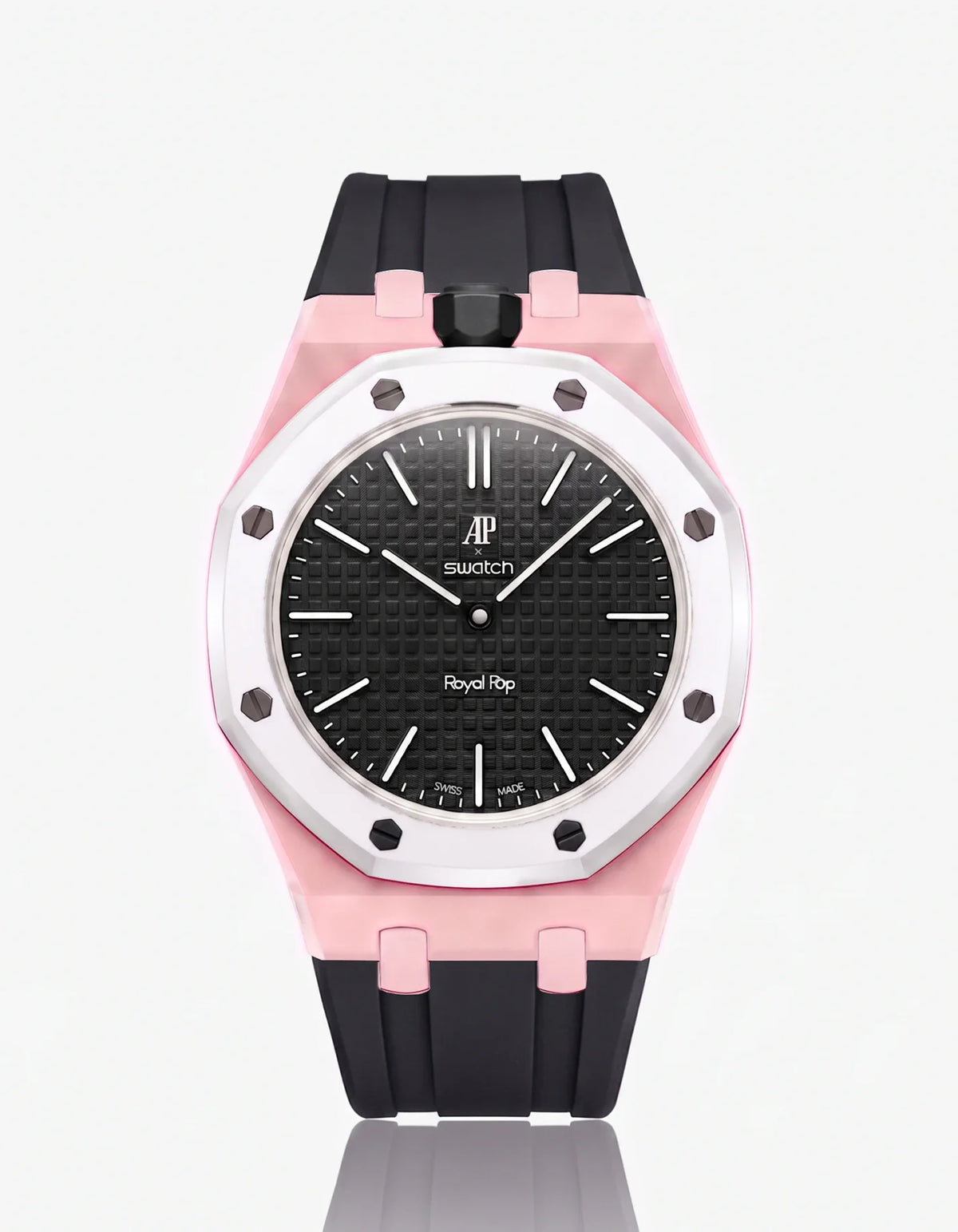 combo::pink::rubber-strap-for-ap-x-swatch-royal-pop-black