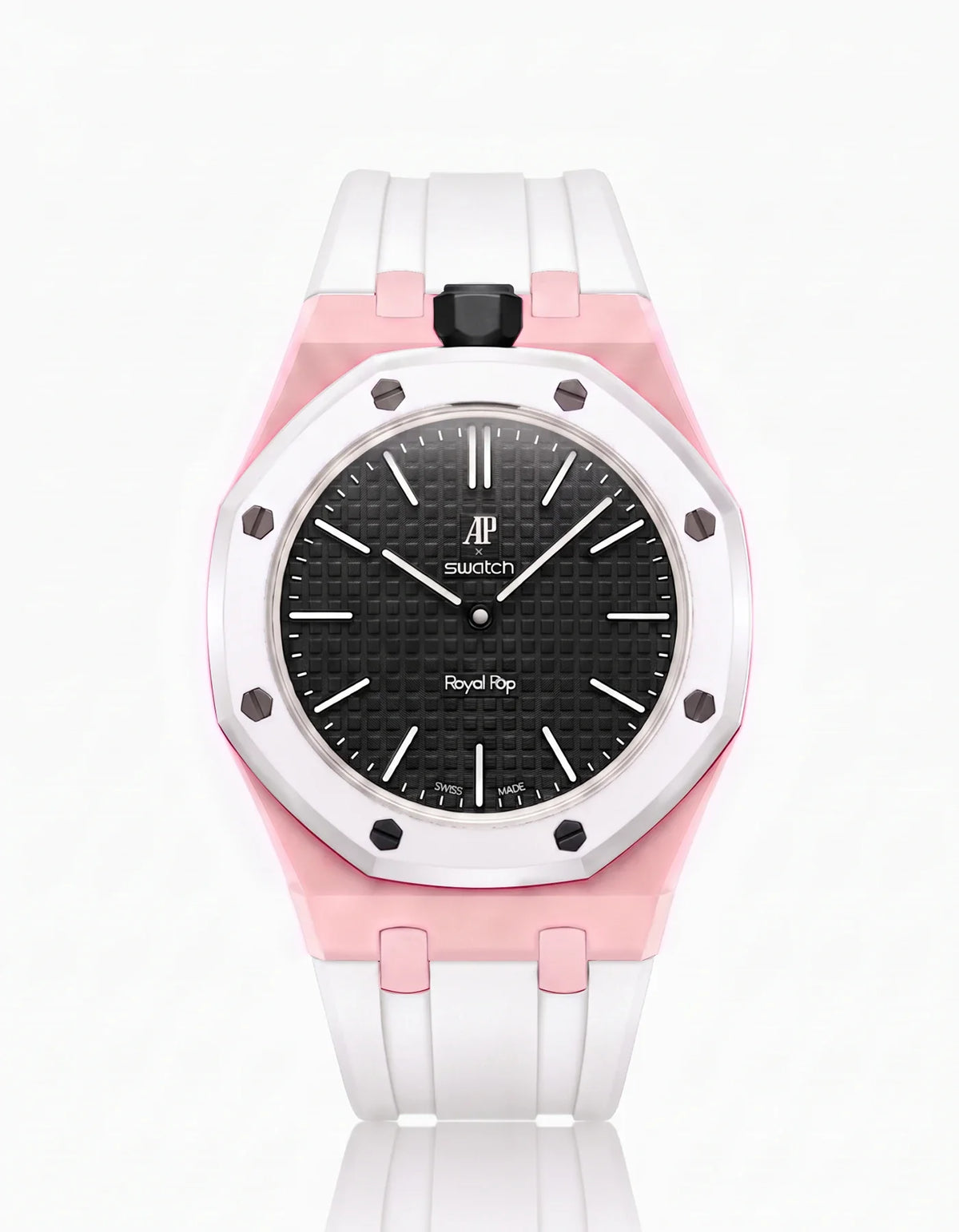 combo::pink::rubber-strap-for-ap-x-swatch-royal-pop-white