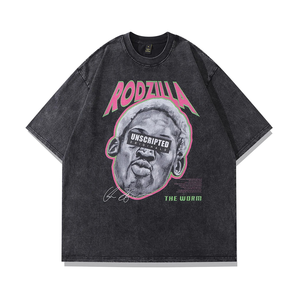 RODZILLA Modisches, lockeres T-Shirt mit Grafik im Vintage-Stil