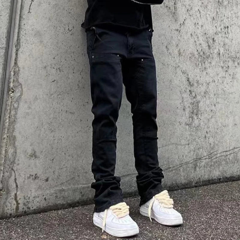 Lässige, gerade, zerrissene VVS-Jeans im Oversize-Stil