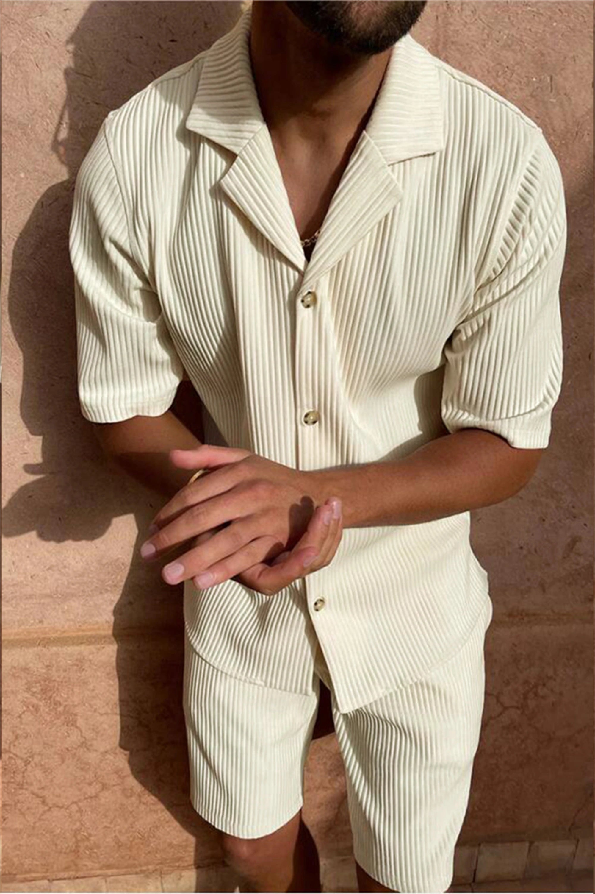 🔥 Herren Sommer Cord Set – Leichtes Hemd & Shorts für einen stylischen, entspannten Look