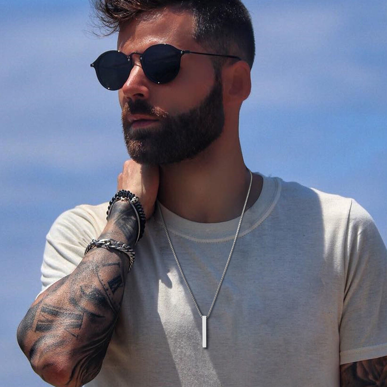 VVS Jewelry 5 mm minimalistische Box-Anhängerkette für Herren