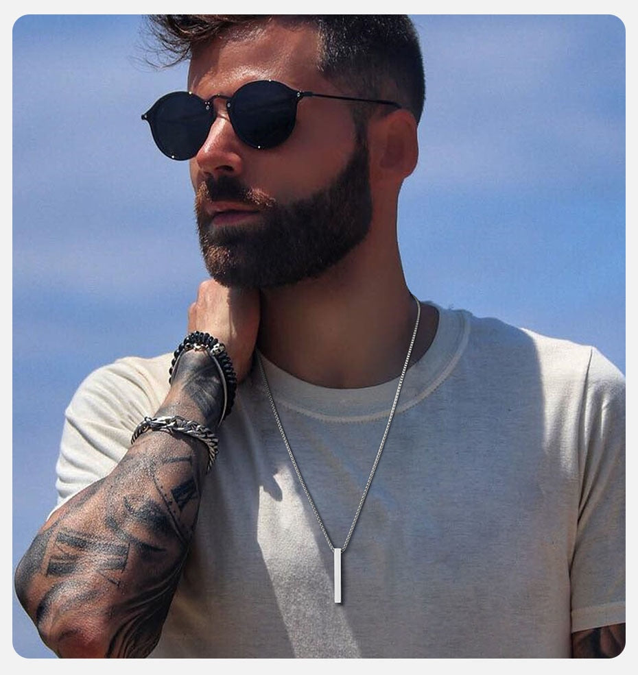 VVS Jewelry 5 mm minimalistische Box-Anhängerkette für Herren