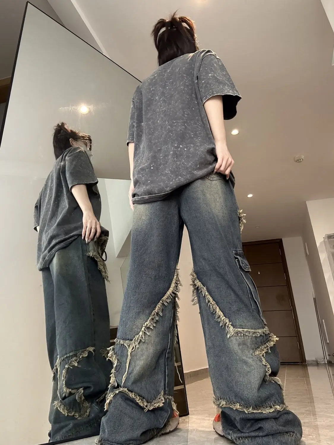 Vintage Oversize Stern Ästhetische Hose