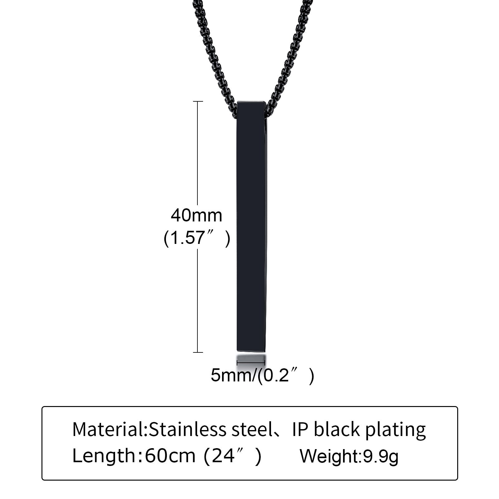 VVS Jewelry 5 mm minimalistische Box-Anhängerkette für Herren