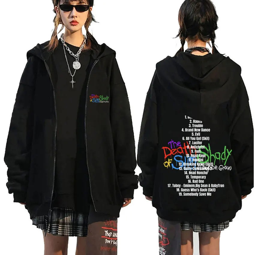 Eminem The Death of Slim Shady Grafik-Reißverschluss-Hoodie