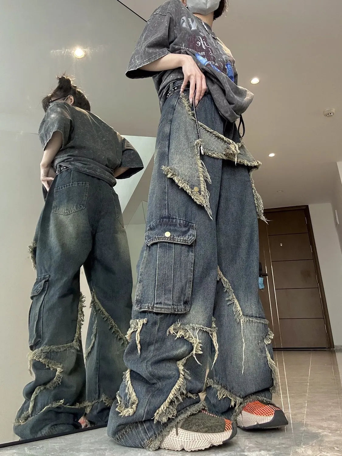 Vintage Oversize Stern Ästhetische Hose