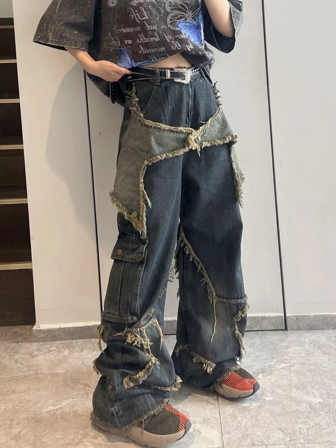 Vintage Oversize Stern Ästhetische Hose
