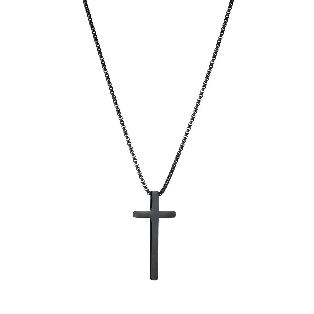 VVS Vanta Noir 6-teiliges Herren-Accessoire-Set – Lederarmband, mechanische Uhr und Halskette mit Kreuzanhänger
