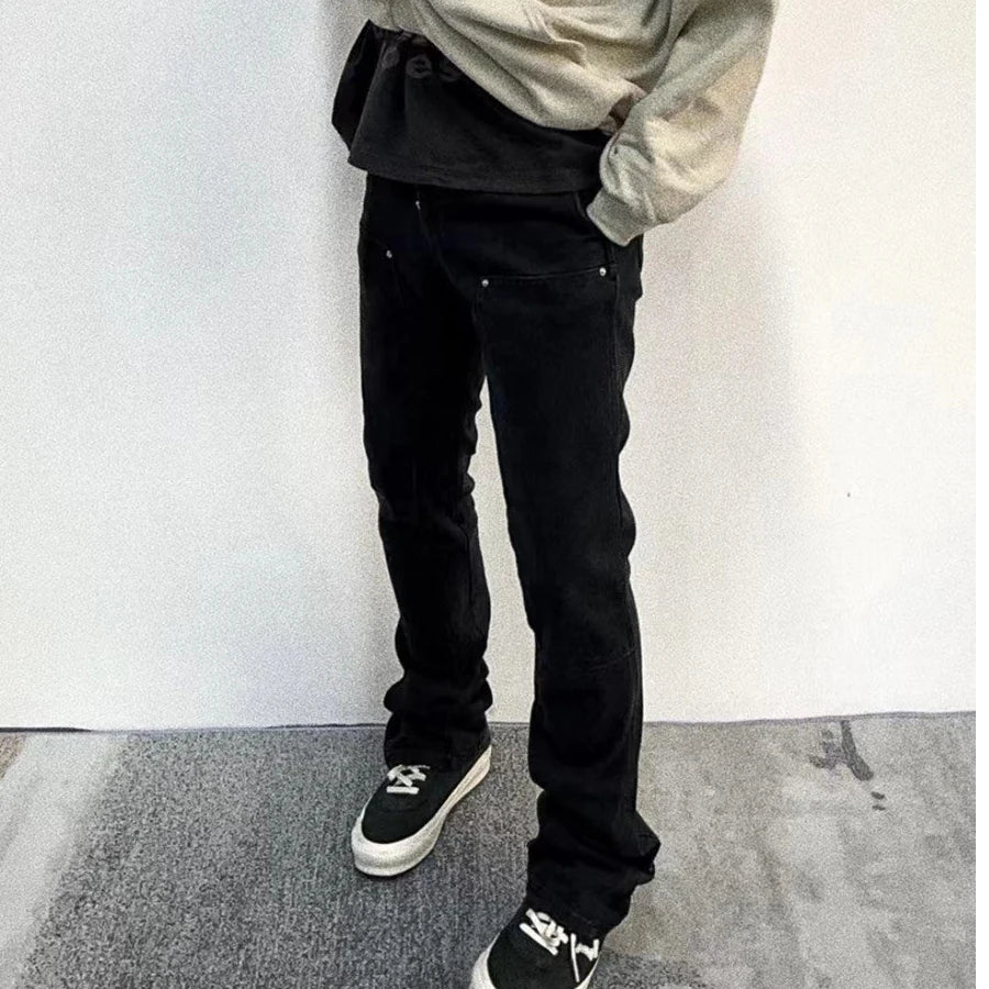 Lässige, gerade, zerrissene VVS-Jeans im Oversize-Stil