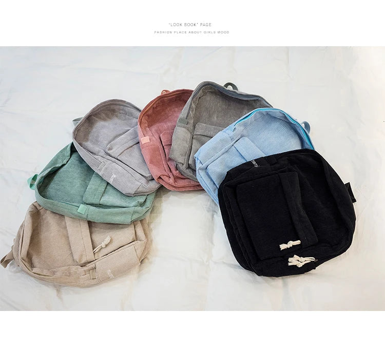 Sac à dos en velours côtelé avec nom personnalisé