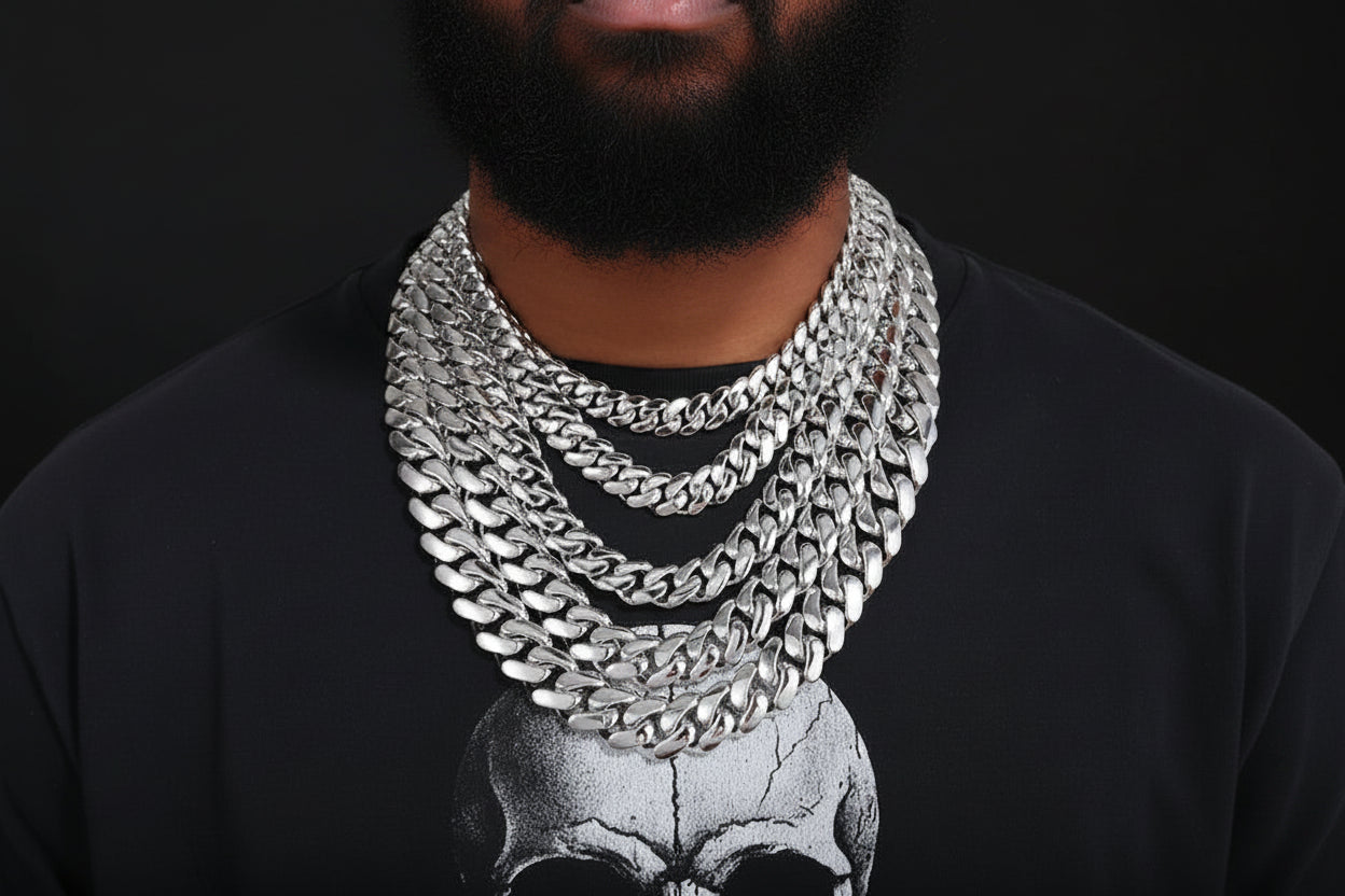 10-22mm Solid 18k Gold Plated Miami Cuban Link Chain - Different Drips