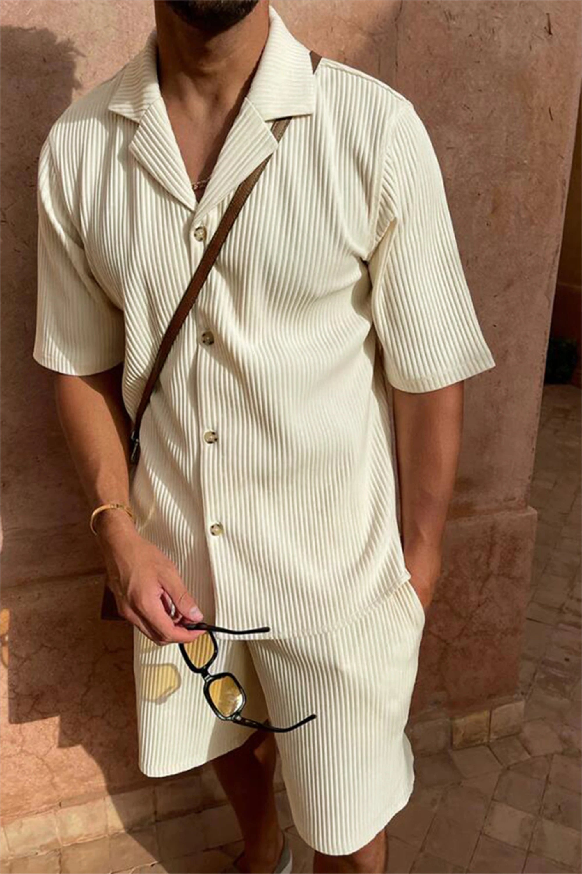 🔥 Herren Sommer Cord Set – Leichtes Hemd & Shorts für einen stylischen, entspannten Look